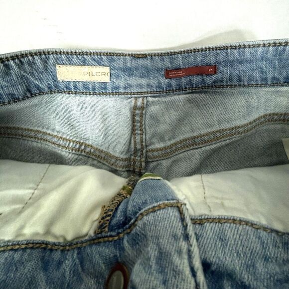 Anthropologie Pilcro Jean Shorts 27 Ultra High Rise Light Wash Denim Raw Cut Off - Picture 4 of 7